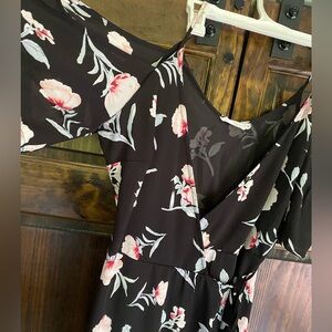 Mini floral wrap dress with open shoulders